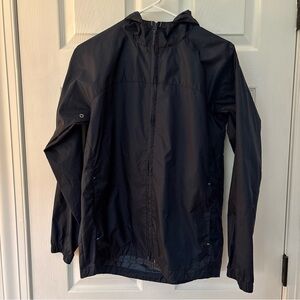 Lands' End Girls Navy Blue Packable Windbreaker Jacket hooded